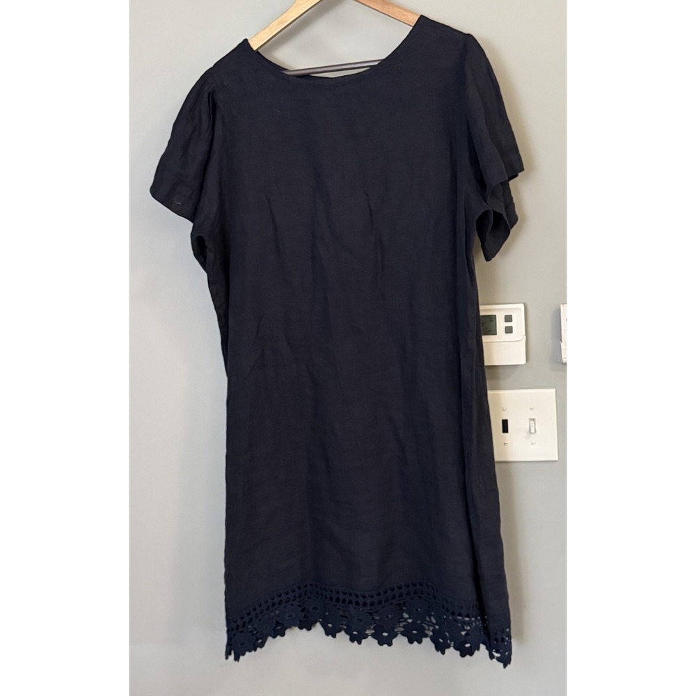 Bellambia Italy Dress Linen Short Sleeve A-Line Laced Hem‎ Boho Peasant 1X